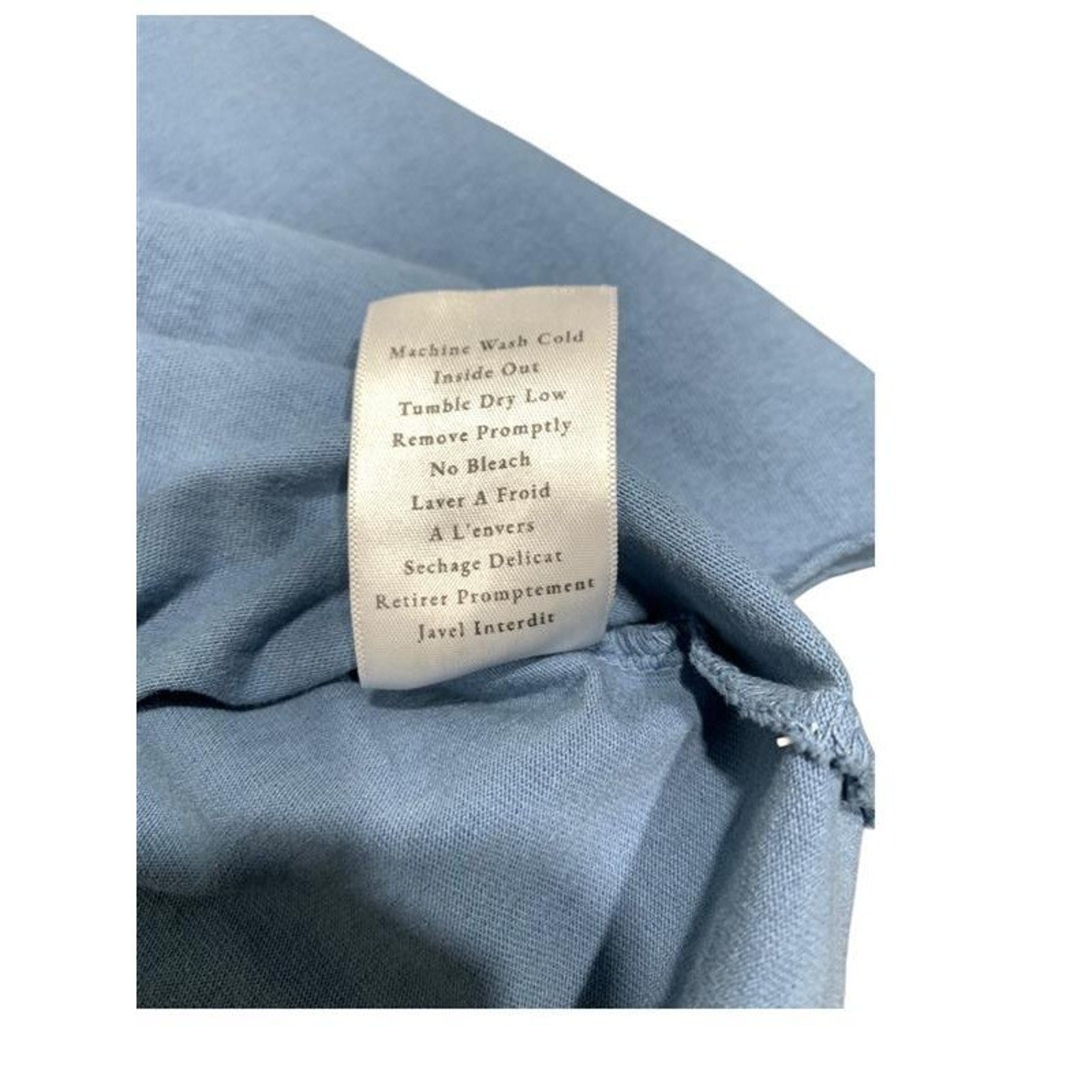 Frank & Eileen Nicole Long Sleeve Popover Dress Dusty Blue 100% Cotton Sz S