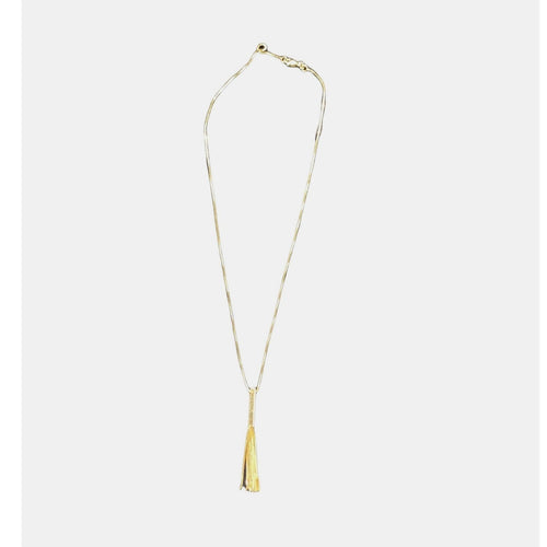 14K Yellow Gold Chain Necklace with Vertical Bar Tassel Pendant 3.8g 17" chain