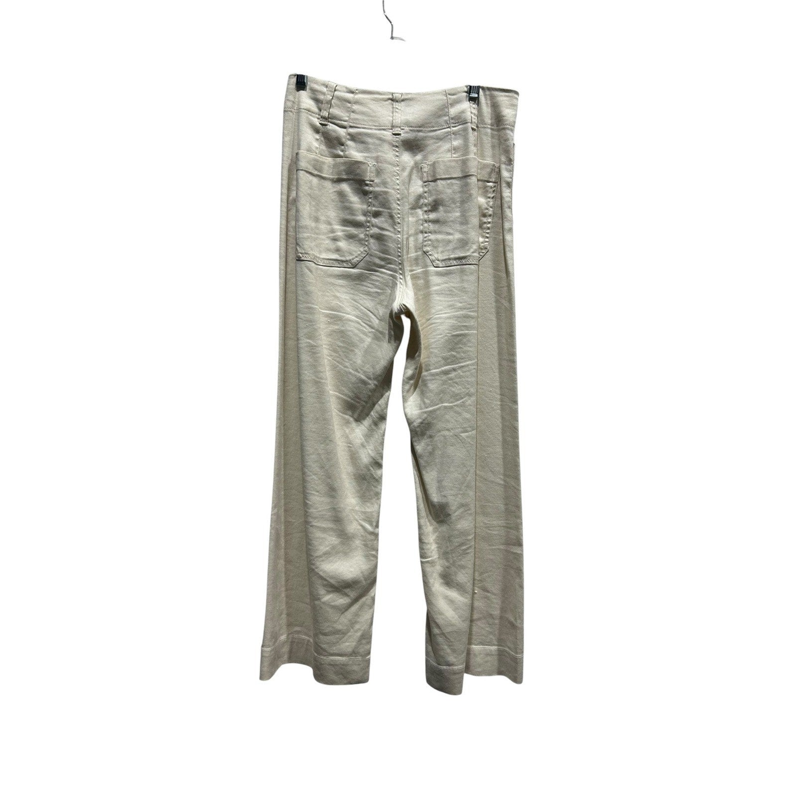 Maeve Anthropologie The Colette Cream Wide Leg Cropped Pants Size 27 High Rise