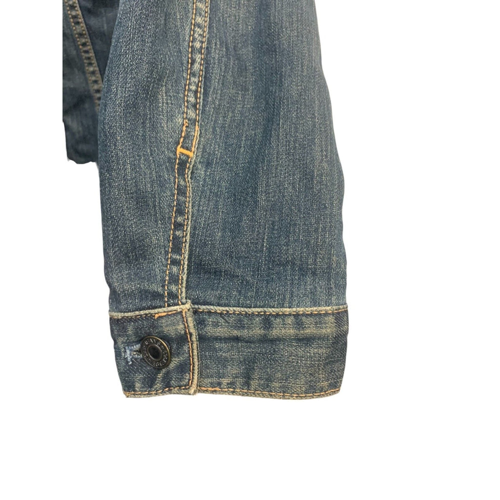 GAP Stretch Denim Jean Jacket Thick Wool Lining S Vintage Holiday 2003
