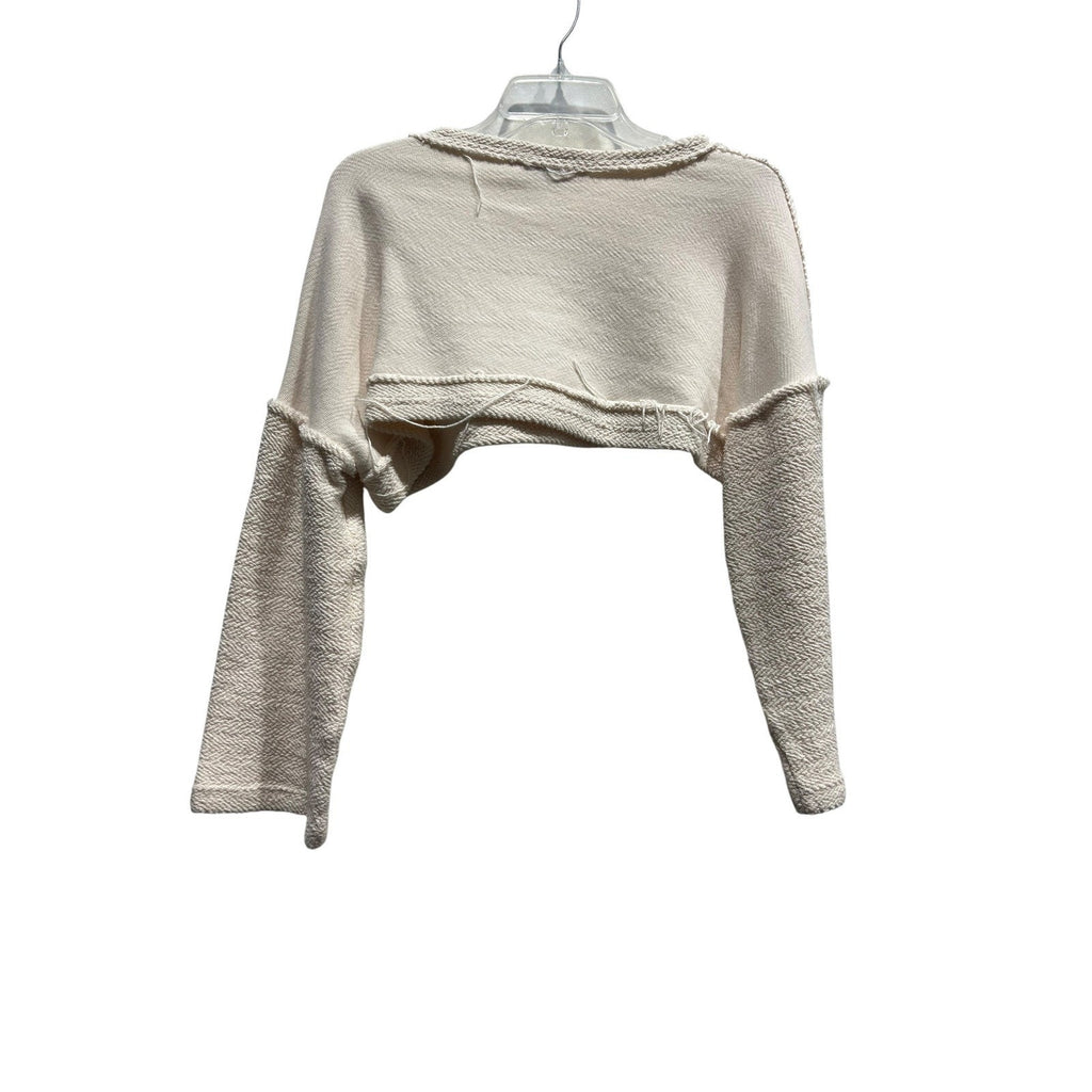 Free People FP Beach Womens Cream Textured Super Cropped Shrug Sweater Size M