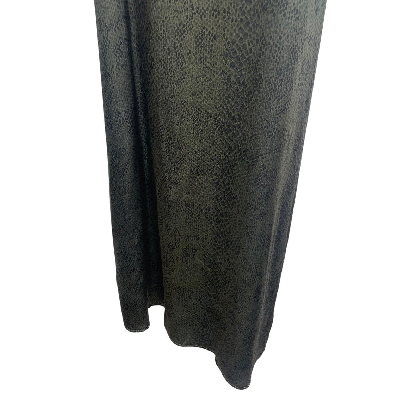 ATM Black Green Snakeskin Slip Dress Midi Adjustable Straps M grunge 90's
