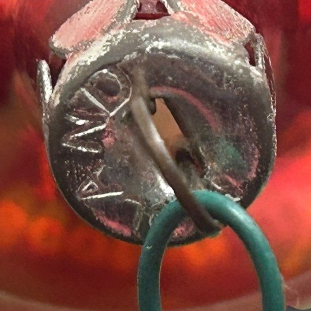 Vintage Poland Mercury Glass Teardrop Christmas Ornament Red Silver Bell 3in
