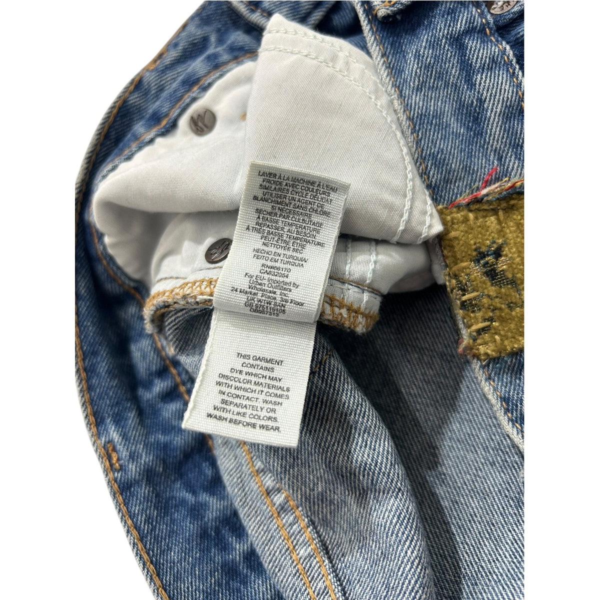 Free People We The Free Poppy Patch Straight Leg Jeans Size 30 Boho Floral Blue