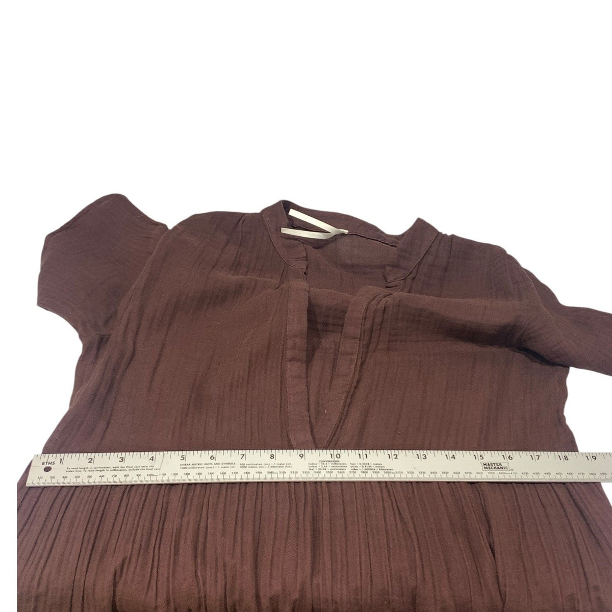 By Anthropologie Brown Cotton Gauze Tiered V-Neck Midi Dress Small fall boho