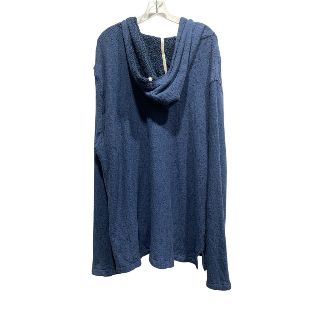 Faherty Brand Men's Blue Knit Hooded Poncho Pullover Sweater XXL