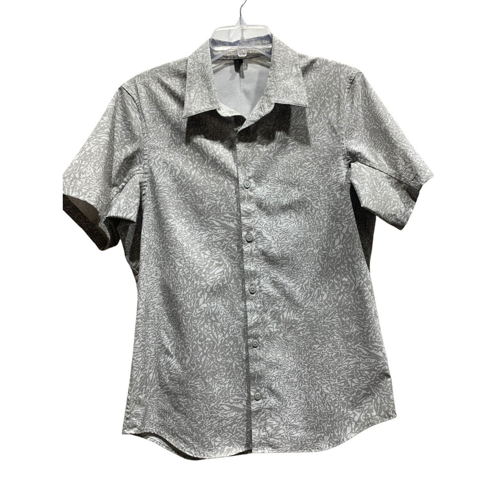 Lululemon Airing Easy Short Sleeve Button Down Shirt Grey Abstract Geo Mens M