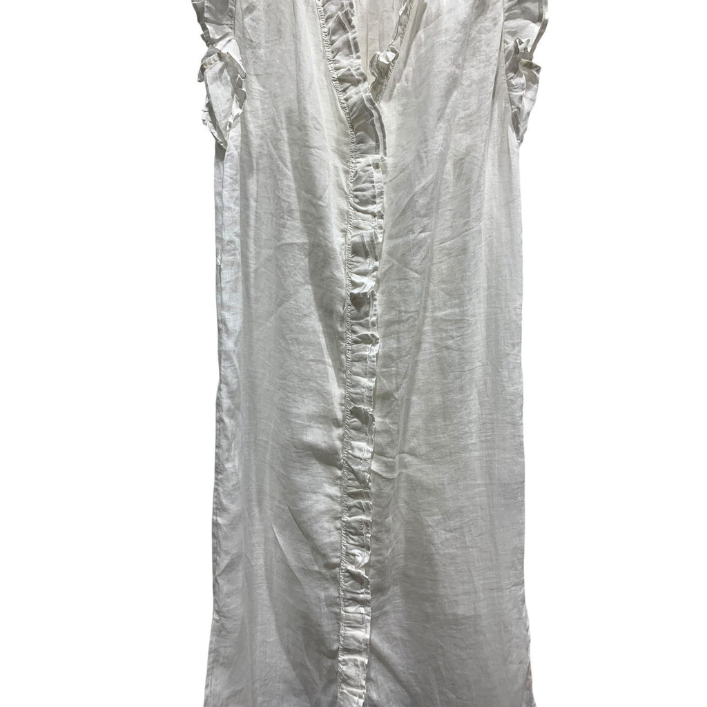 FRAME, Lauren White Ruffled Maxi Dress LWWD0580 Sleeveless S/P COSTAL ROMANTIC
