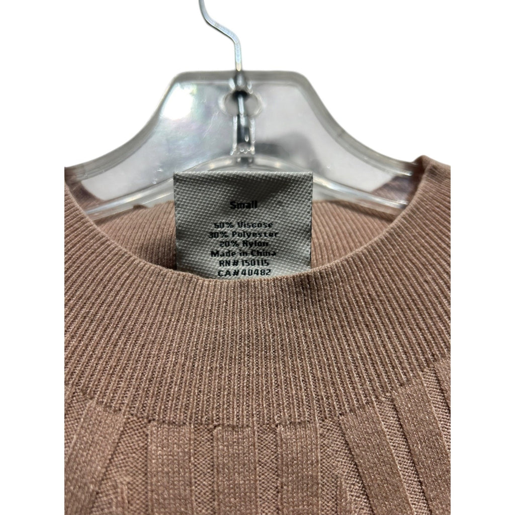 Varley Maeve Rib Knit Midi Dress Topa Taupe Short Sleeve Sweater Dress Small