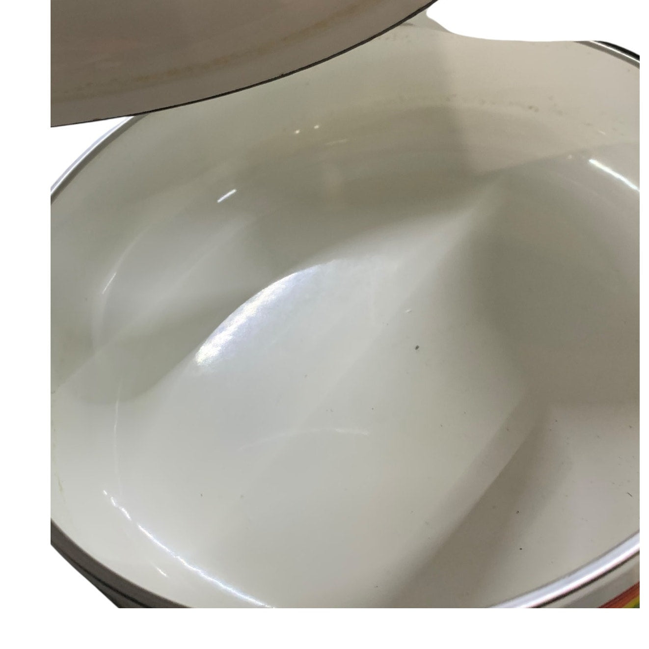 Vintage Enamel Fabrique Rainbow Pots with lids Set of 3