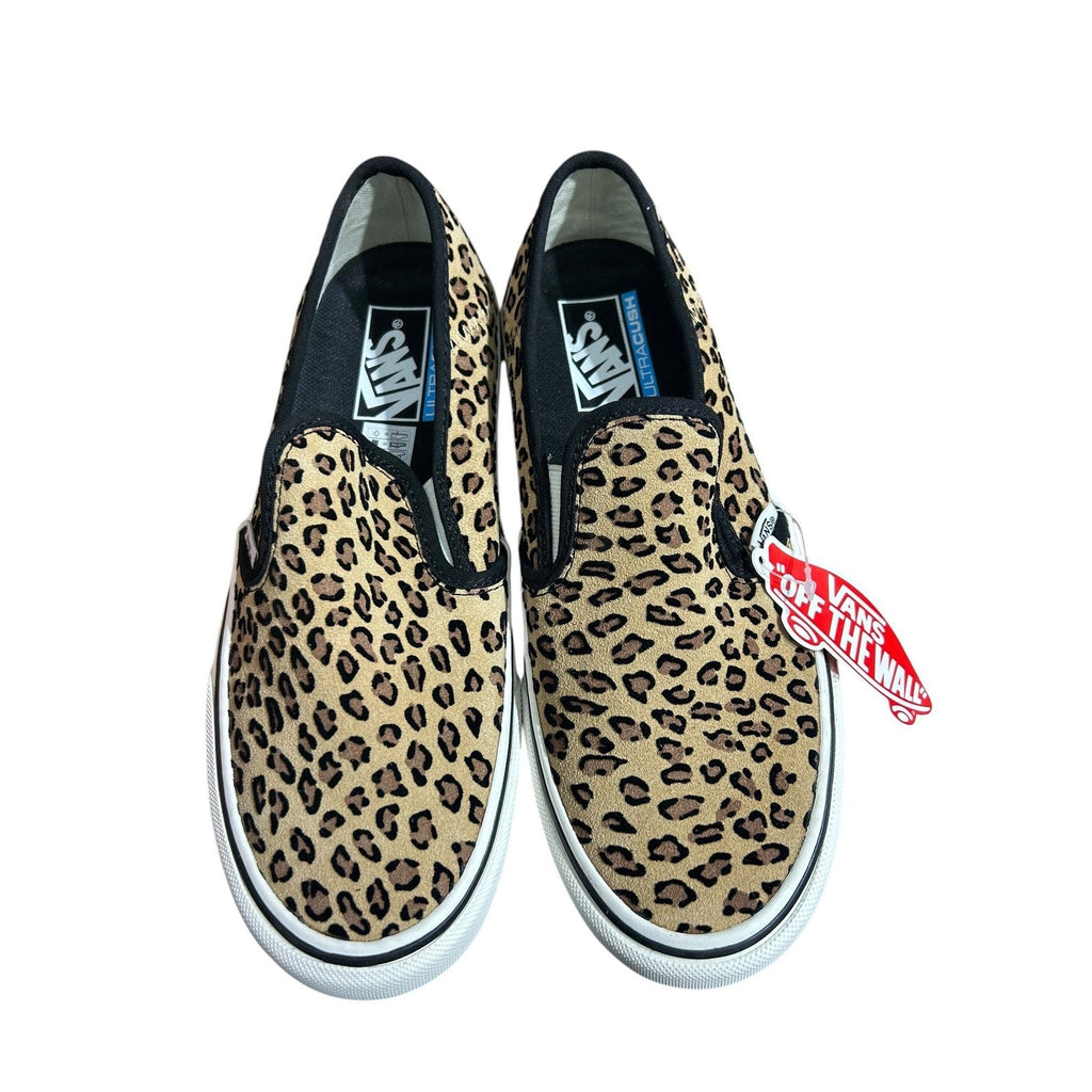 Vans Slip-On SF Mini Leopard Print Sneakers Tan Black Womens 8 NEW streetwear