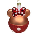Disney Minnie Mouse Christmas Ornament Red Polka Dot Bow Ears Glass