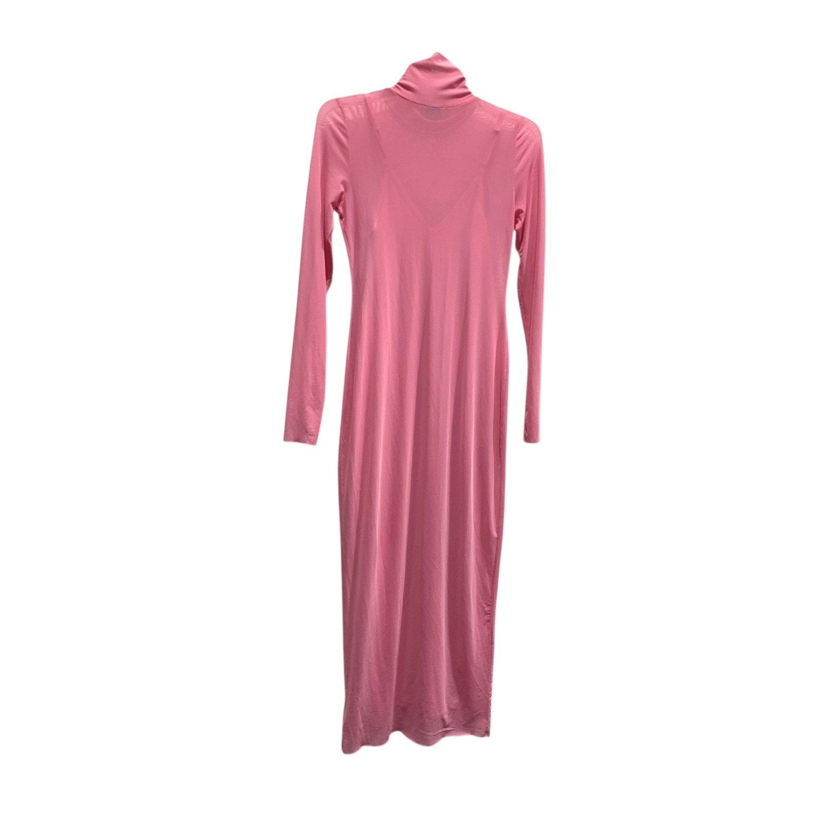 AFRM Pink Mesh Turtleneck Long Sleeve Maxi Dress AED021112 Womens Size Small