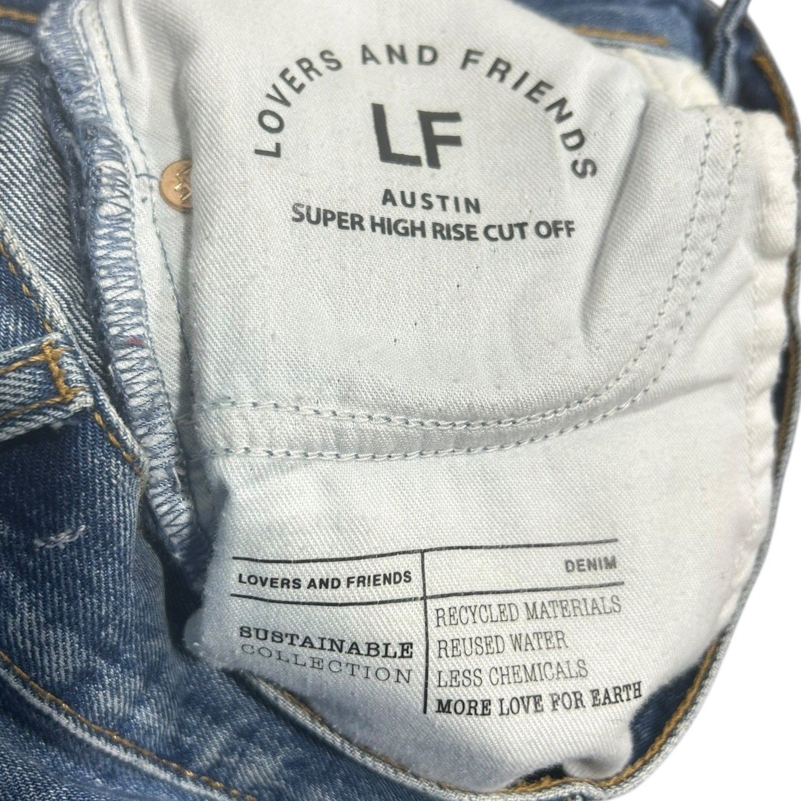 Lovers and Friends Austin Super High Rise Cut Off Denim Shorts Blue Size 26 Boho