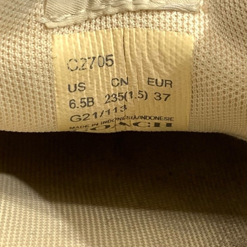 Coach C2705 Signature Monogram Canvas Low Top Sneakers Khaki Brown Womens 6.5B