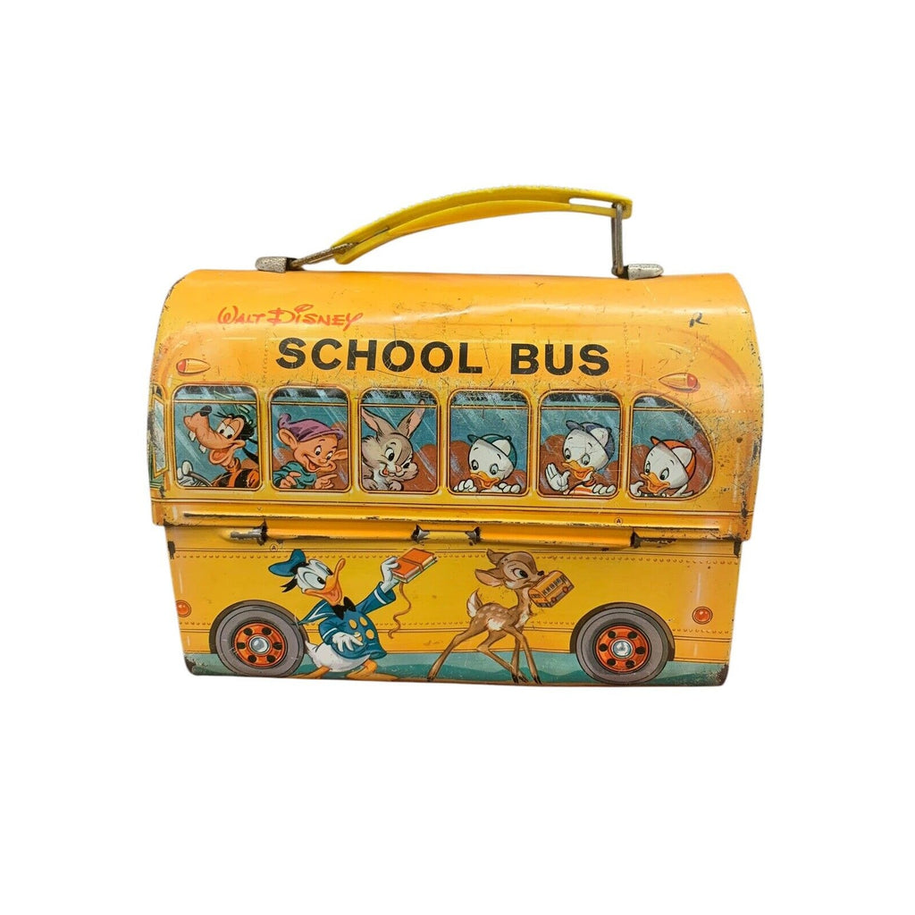 Vintage Disney Lunchbox School Bus with Mickey Mouse, Goofy, Donald Duck, more!