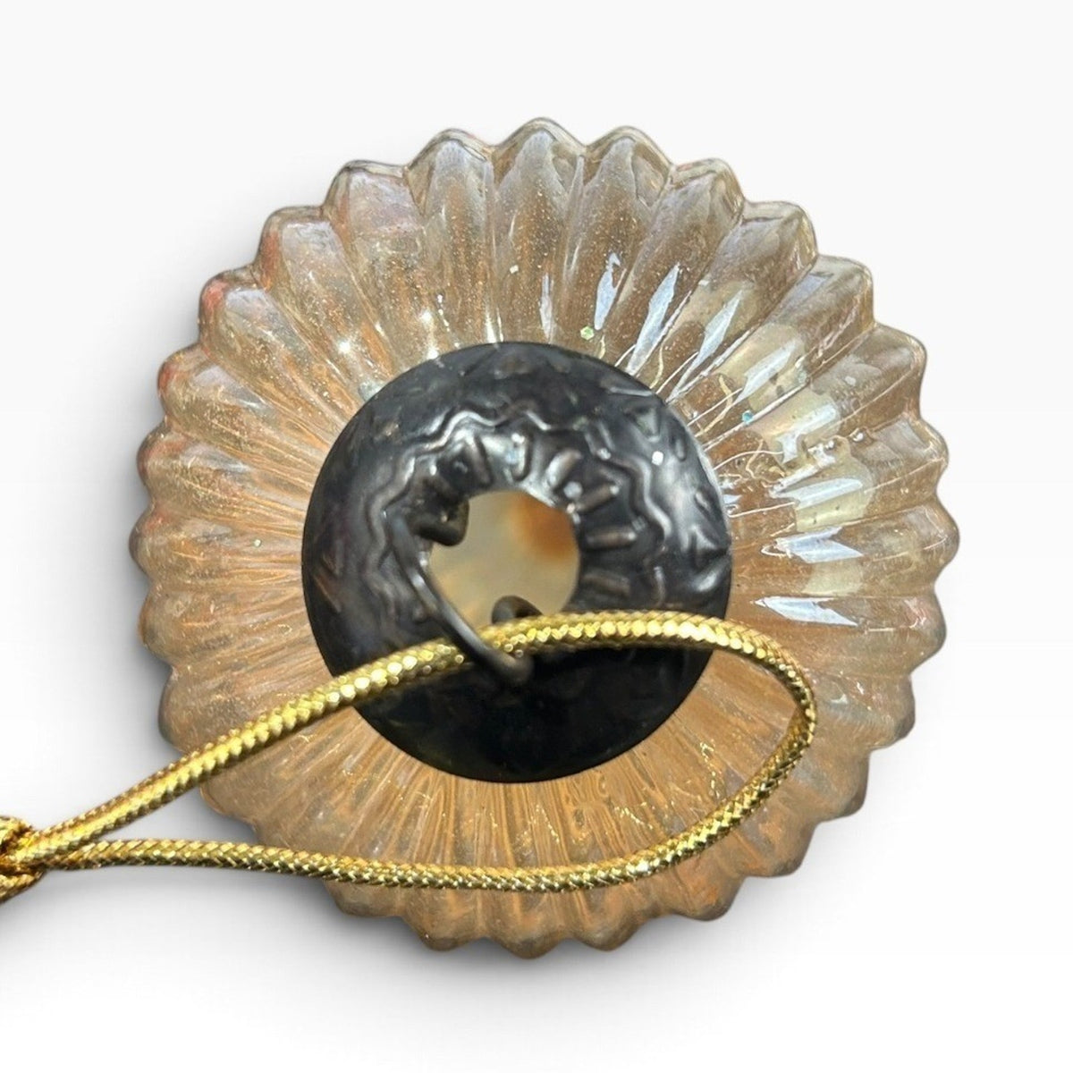 Set of 4 Vintage Kugel Style Ribbed Mercury Glass Teardrop Christmas Ornaments