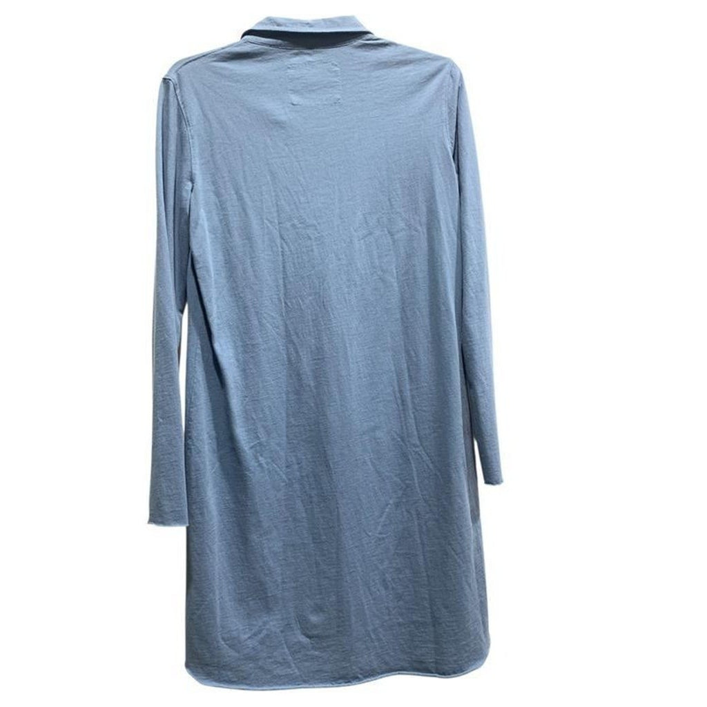Frank & Eileen Nicole Long Sleeve Popover Dress Dusty Blue 100% Cotton Sz S