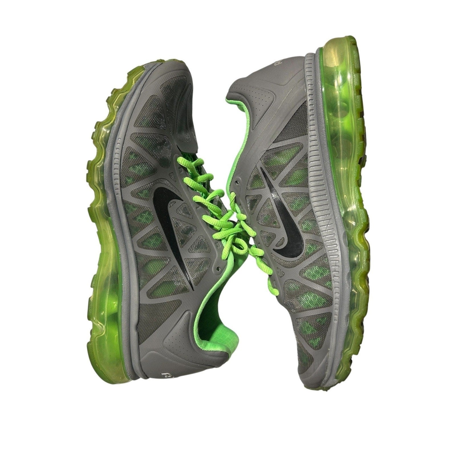 Nike Air Max 2011 Cool Grey Neon Green Mens 8.5 Running Shoes 429889-003
