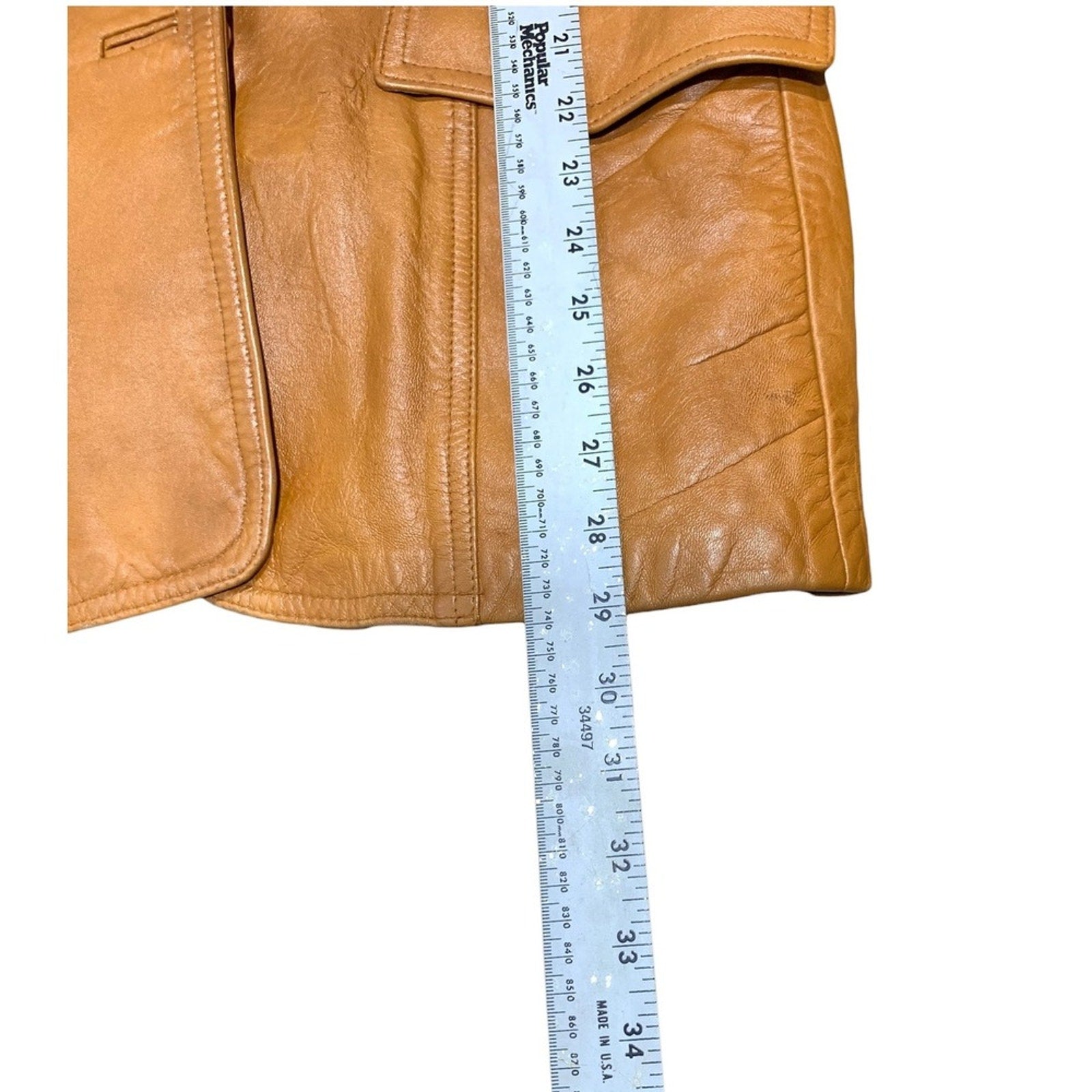Brigham Sportswear Tan Leather Blazer Jacket Women 15/16 Classic Business Casual