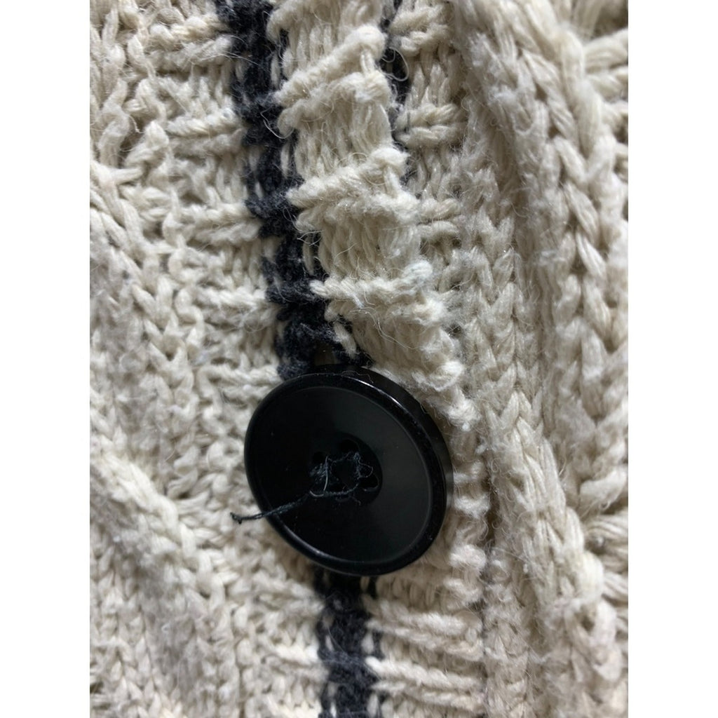 Taylor Swift Style Knit Cardigan Cream Cable Knit Striped Button Front sz xl