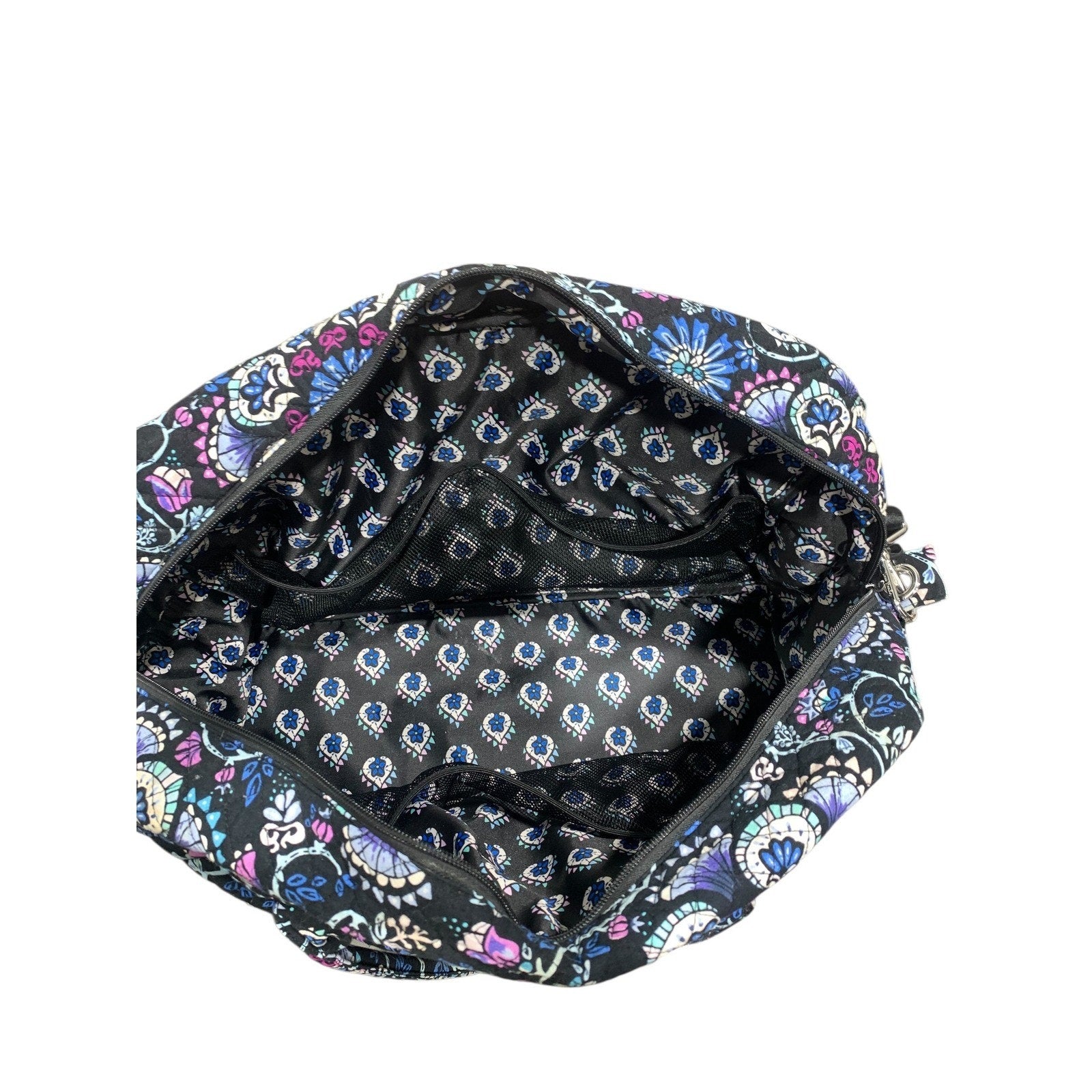 Vera Bradley Night and Day Indigo Quilted Floral Weekender Travel Duffel Bag