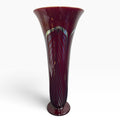Rick Strini Signed Art Glass Trumpet Vase Cranberry Red Pulled Feather 14"2000