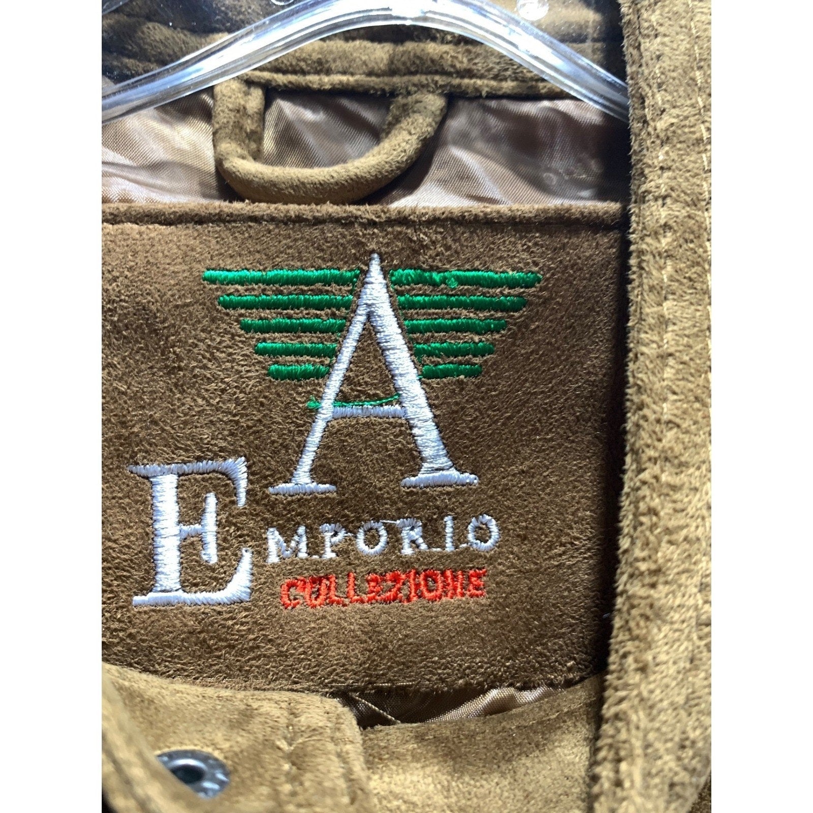 NWT Emporio Collezioni Mens Suede Bomber Jacket Brown Full Zip Made Italy sz M