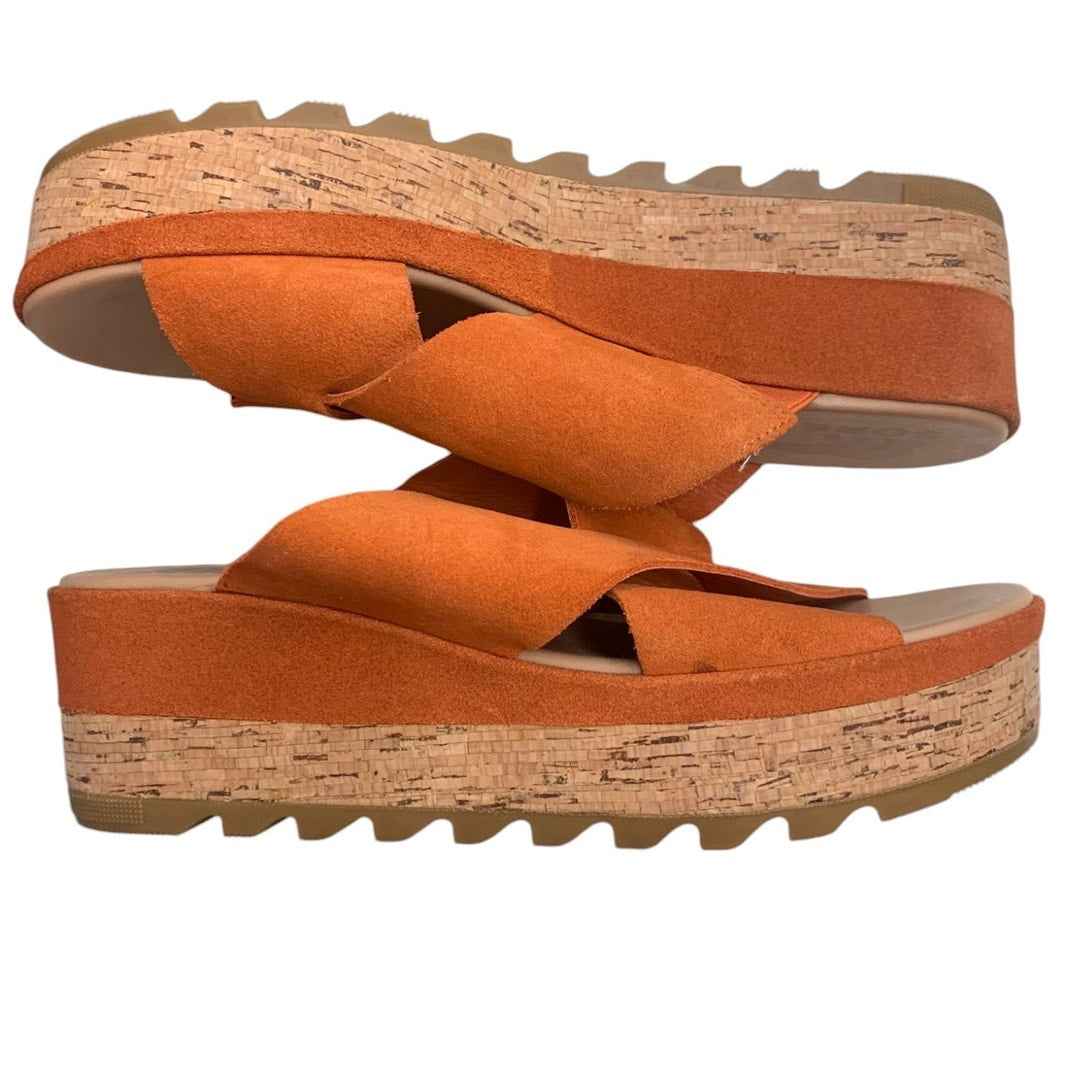 SOREL Sandal Cameron Flatform Mule Suede Orange SZ 7.5