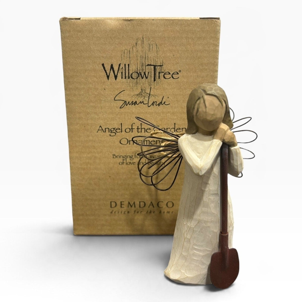 Willow Tree Angel of the Garden Ornament Susan Lordi Demdaco Shovel 2002 Box