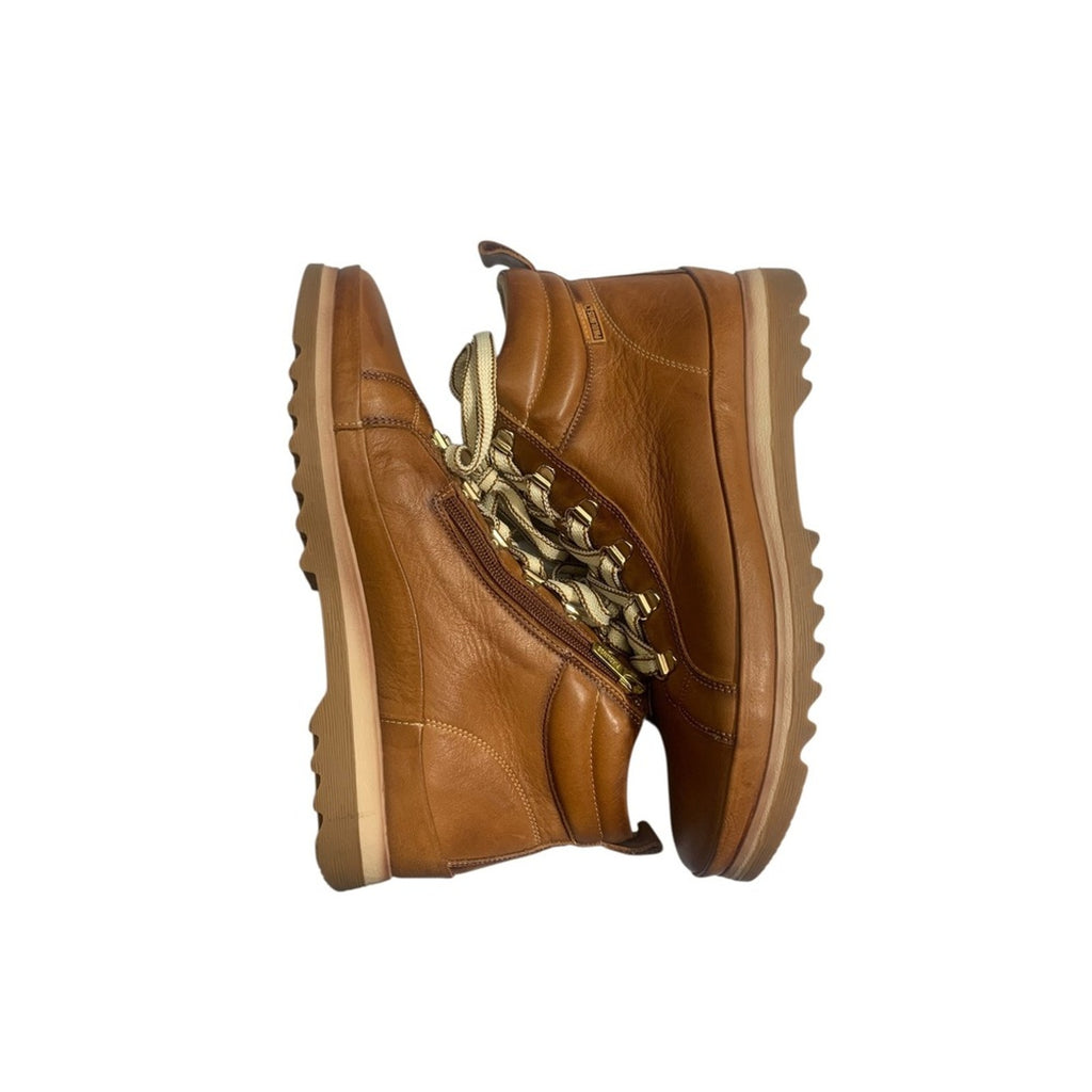 Pikolinos Men's Leather Ankle Boots Lace Up Side Zip Brown Size 40 EU