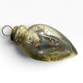Modern Reprod Mercury Glass Teardrop Ornament Distressed Gold Silver Finial Cute
