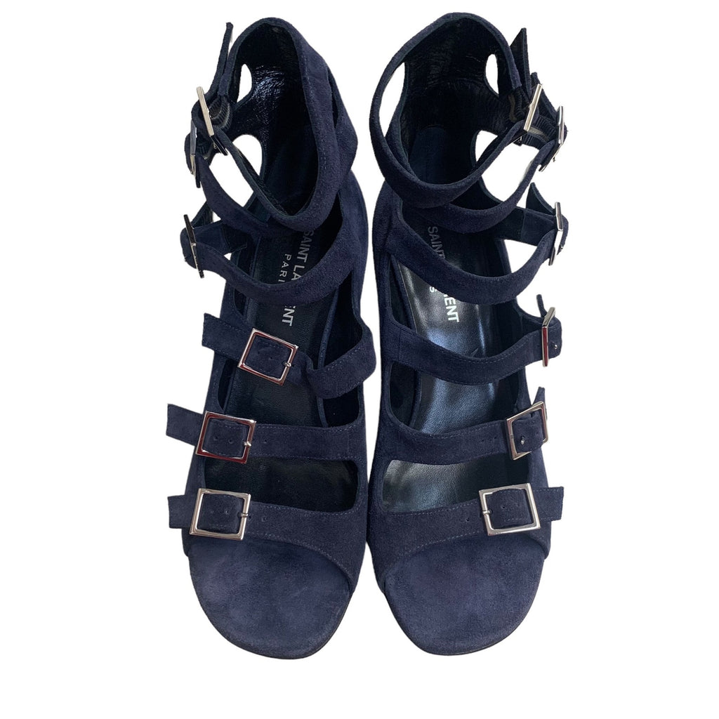 YSL Saint Laurent Babies Suede Gladiator Heeled Sandals SZ 7
