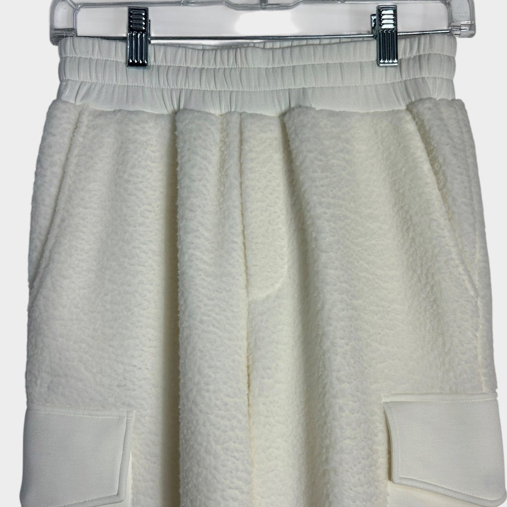 Varley Samson Relaxed Fleece Pants Egret White Cargo Joggers XS sherpa cozy fall