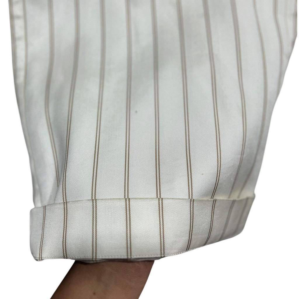 Jenni Kayne Striped Wide Leg Pull On Pants Ivory Tan Cuffed Size M