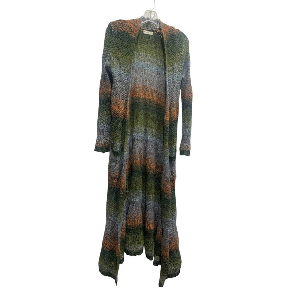 Sleeping in the snow Maxi Cardigan Long Sleeve Striped Knit Boho Women's S