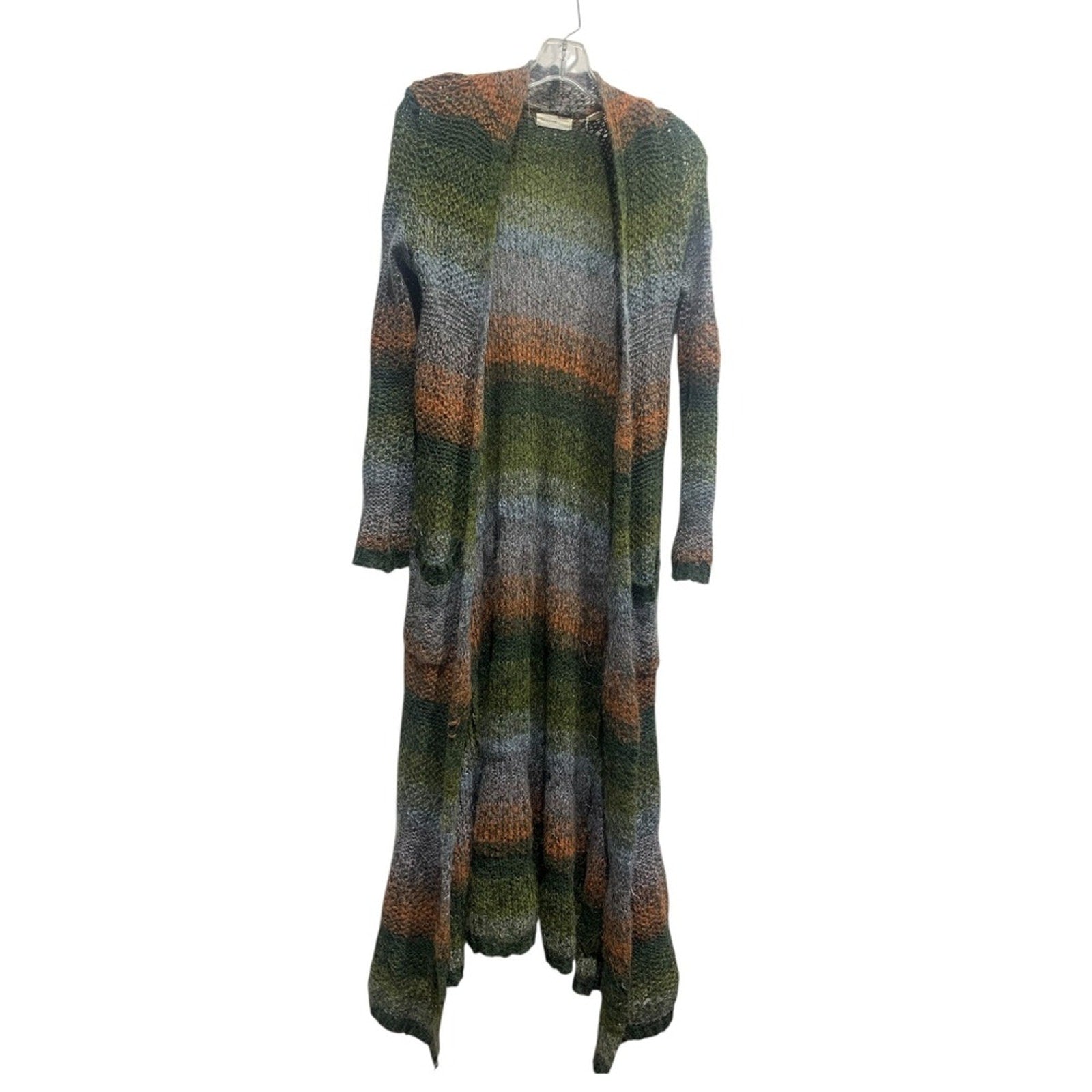 Sleeping in the snow Maxi Cardigan Long Sleeve Striped Knit Boho Women's S