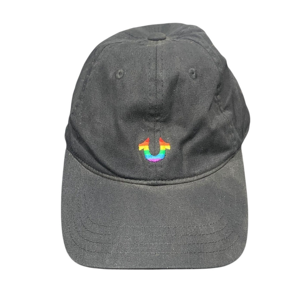 True Religion Rainbow Horseshoe Logo Black Baseball Cap One Size