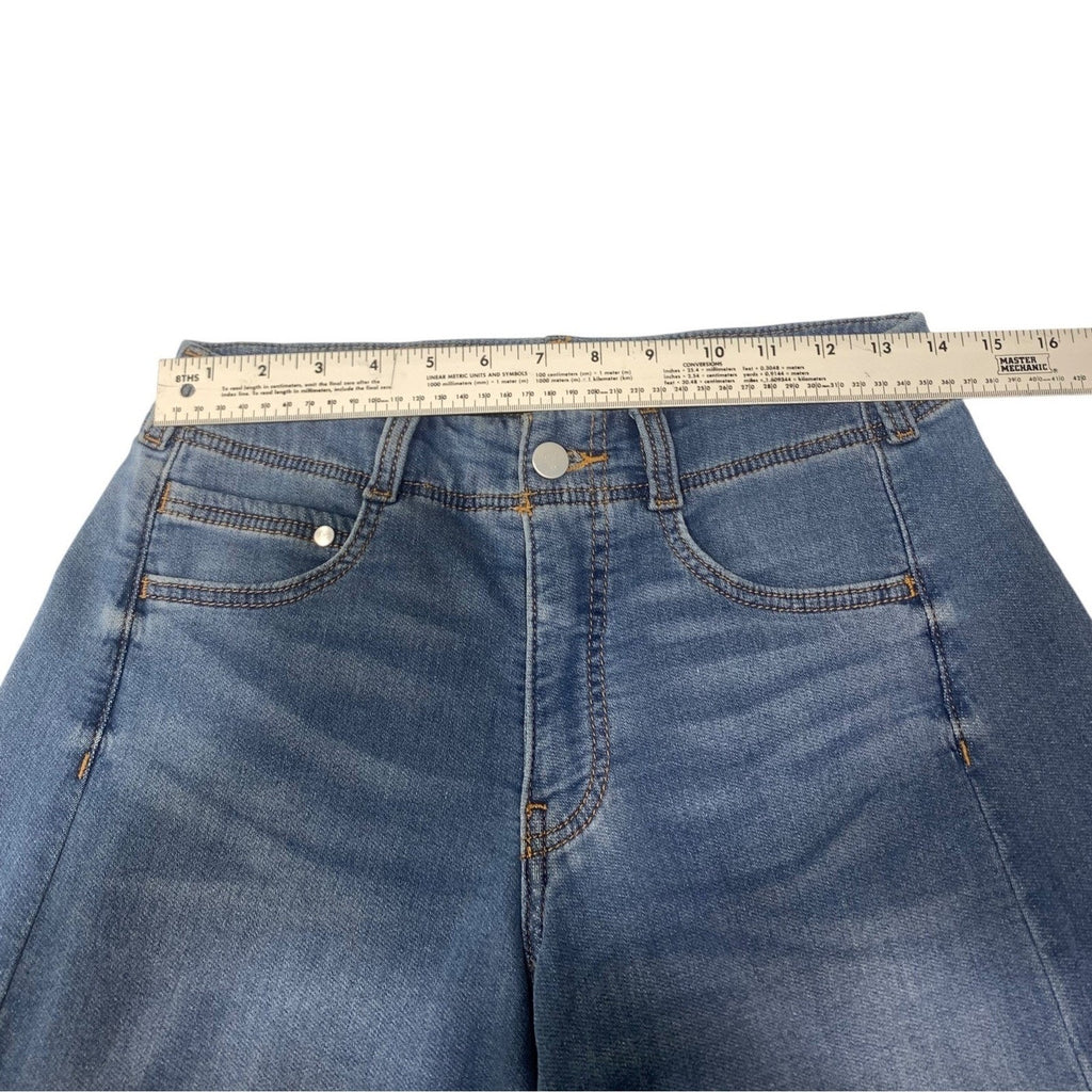 Pilcro and the Letterpress Wide Leg Denim Jeans Medium Wash Petite 25P High Rise