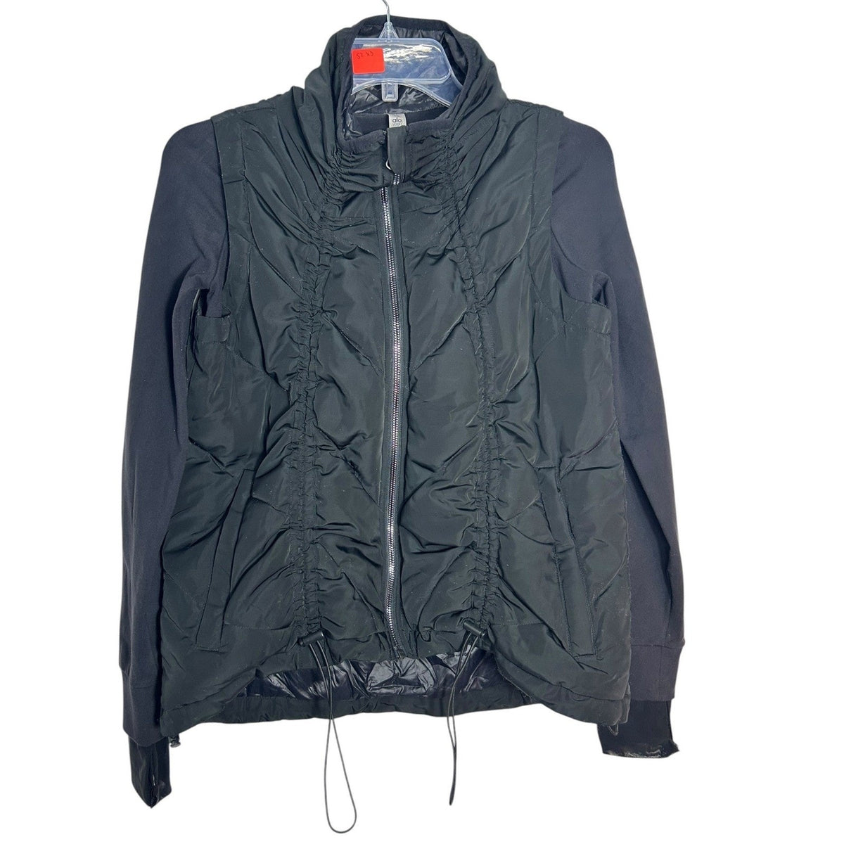 Alo Yoga Cool Breaker Hybrid Puffer Jacket Black Full Zip Thumbhole XS winter