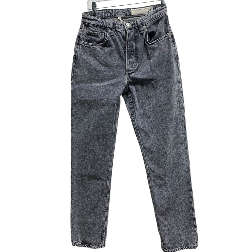 Rag & Bone Nina High-Rise Ankle Cigarette Jeans Colby Grey Acid Wash 25