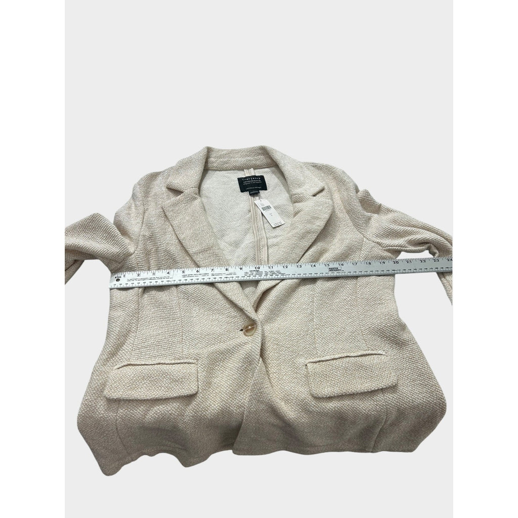 Sanctuary x Anthropologie Cream Textured Single Button Blazer Jacket Size L