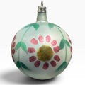 Vintage Poland Glass Christmas Ornament Hand Painted Floral Pink Green 2.5"