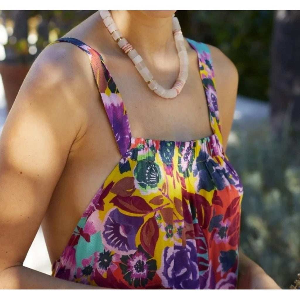 Anthropologie Printed Maxi Dress Cover Up Womens Medium Multi Color Strappy Back