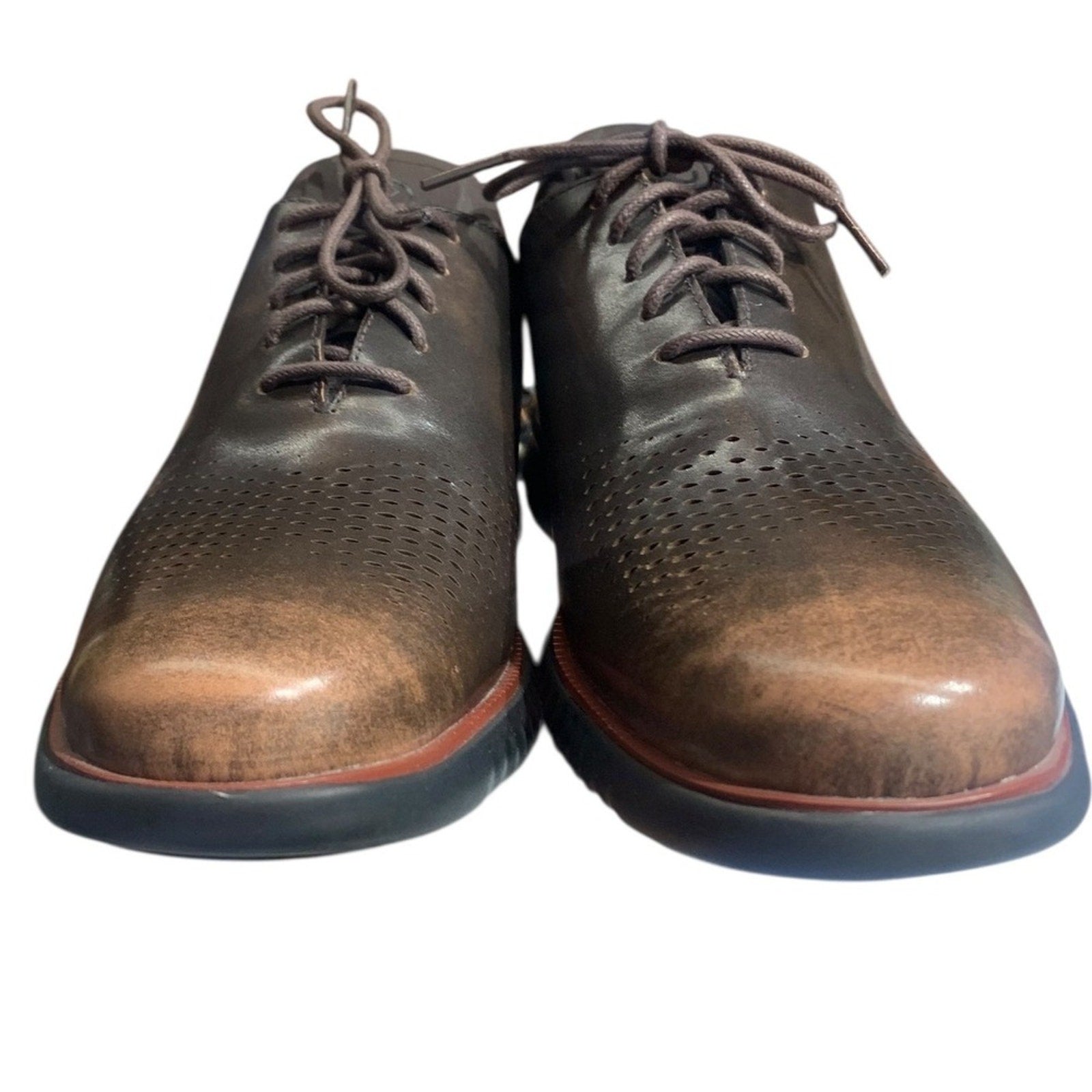 Cole Haan GrandPro Perforated Leather Derby Shoes Men's Size 12M Brown Lace Up