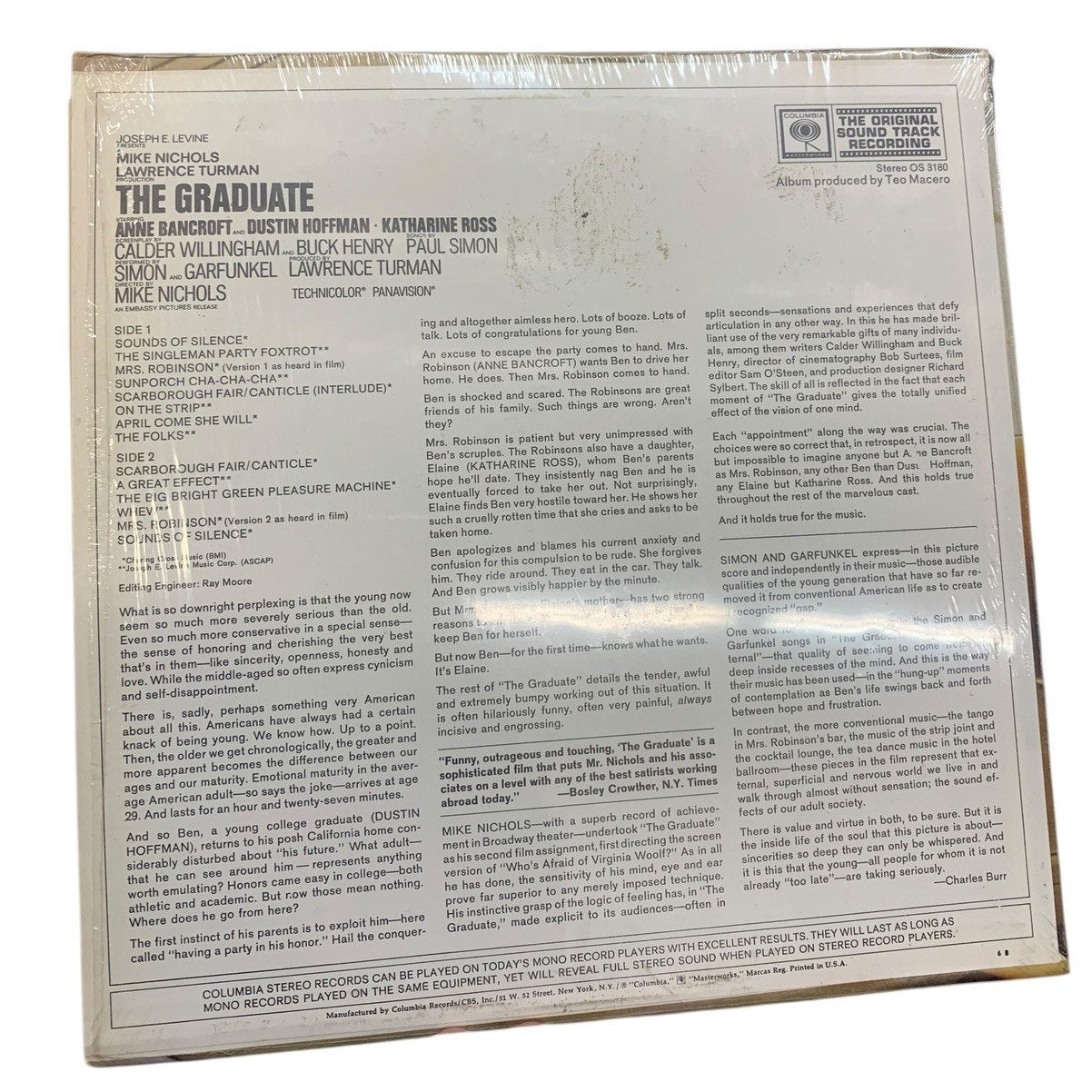 Simon & Garfunkel/Dave Grusin - The Graduate LP - Columbia Masterworks