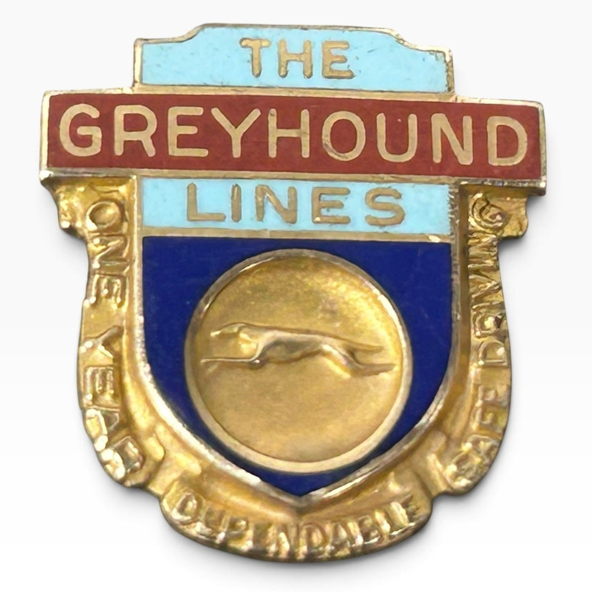 Vintage Greyhound Lines Sterling Silver 10k Gold Pin Belt Buckle 58g Fine Patina