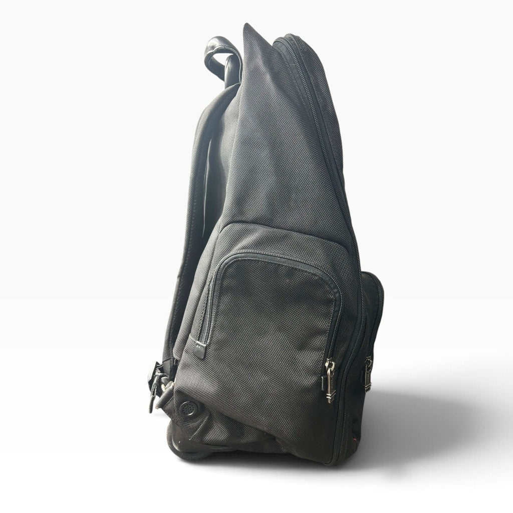 Tumi Alpha Black Ballistic Nylon Wheeled Backpack Laptop Travel Bag 26103D4
