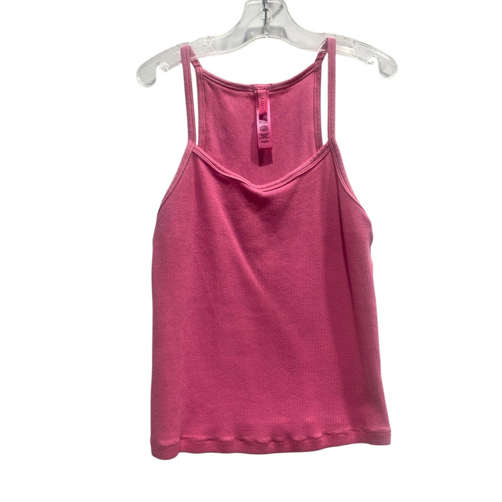 SKIMS Cotton Rib Tank Top Pink Medium Ribbed Knit Scoop Neck Sleeveless Slim Fit