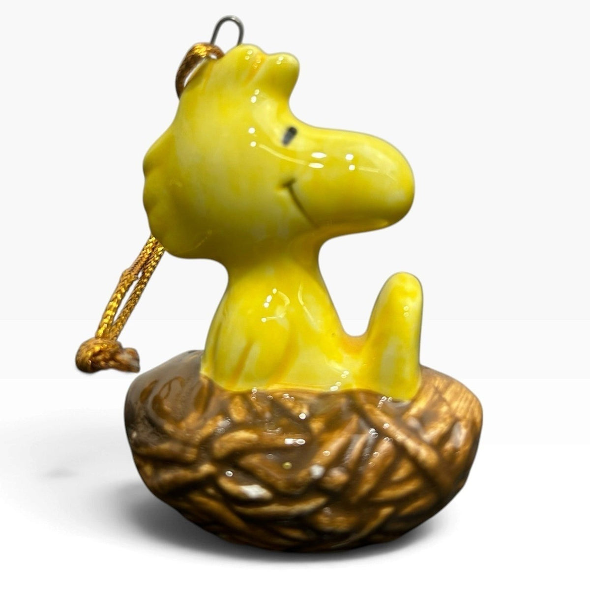 Vintage Peanuts Woodstock in Nest Ceramic Ornament Made in Japan 1965 1972 Cute